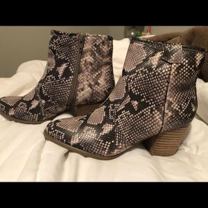 Snakeskin booties